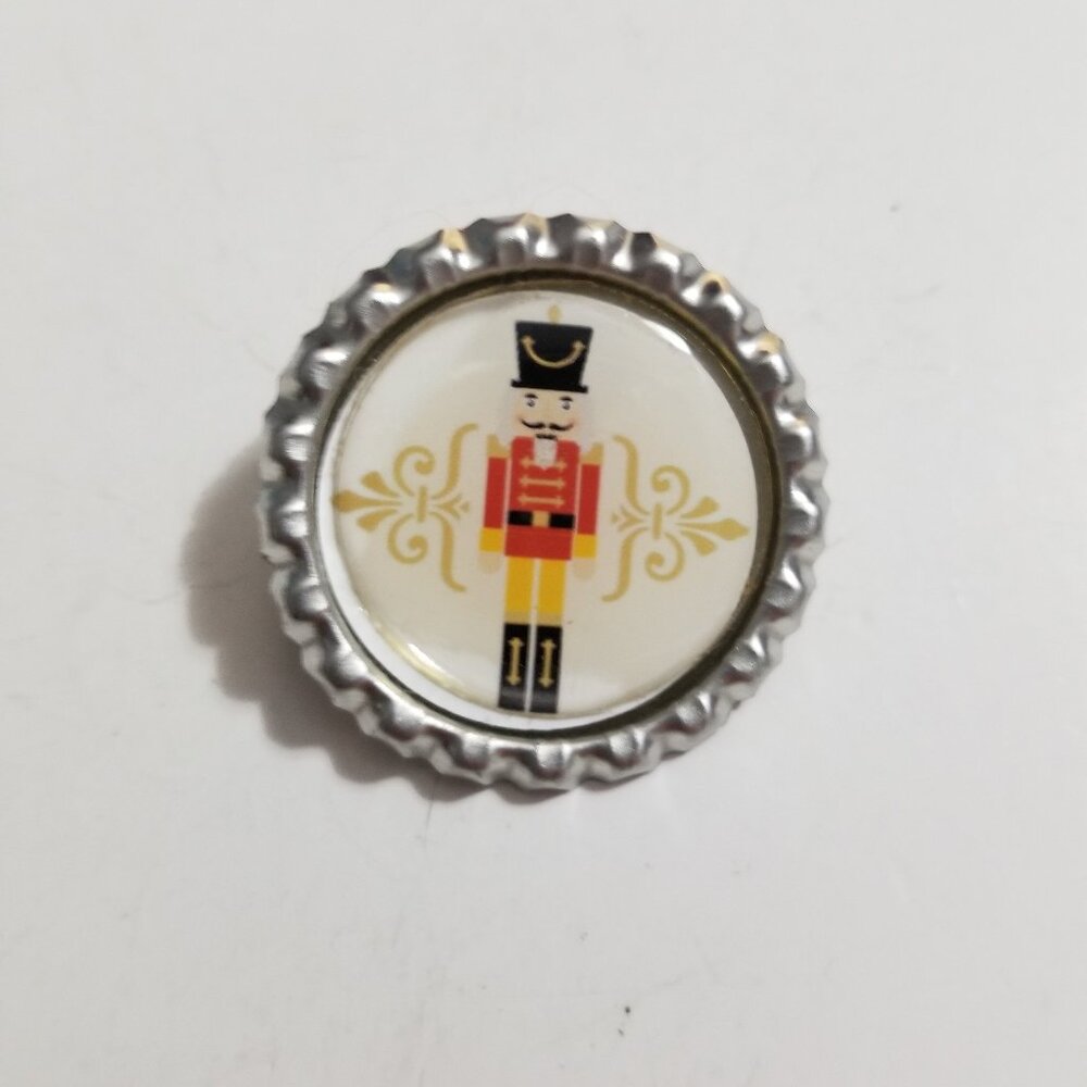 "The Nutcracker" Vintage/Mid-Century Tin Bottle Cap Brooch Collector's Item